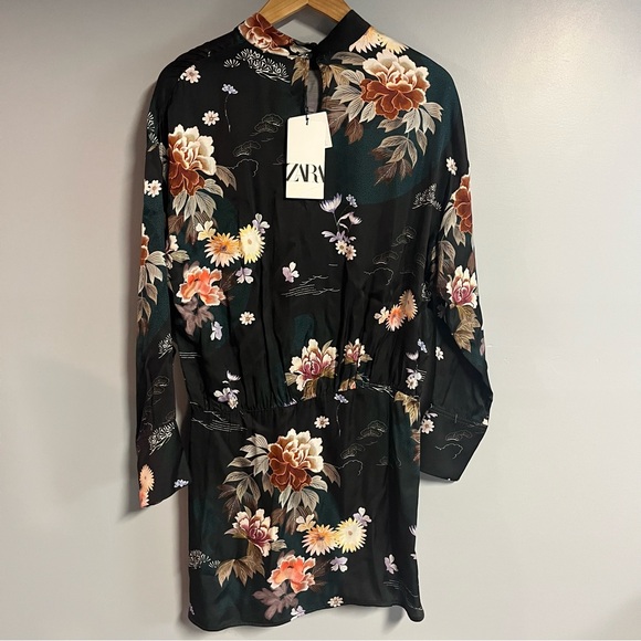 MOVING SALE! ZARA floral silk mini dress size Large new with tags - Picture 6 of 7